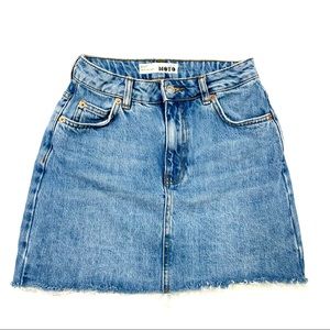 Topshop Denim Front Zip Mini Skirt US 2